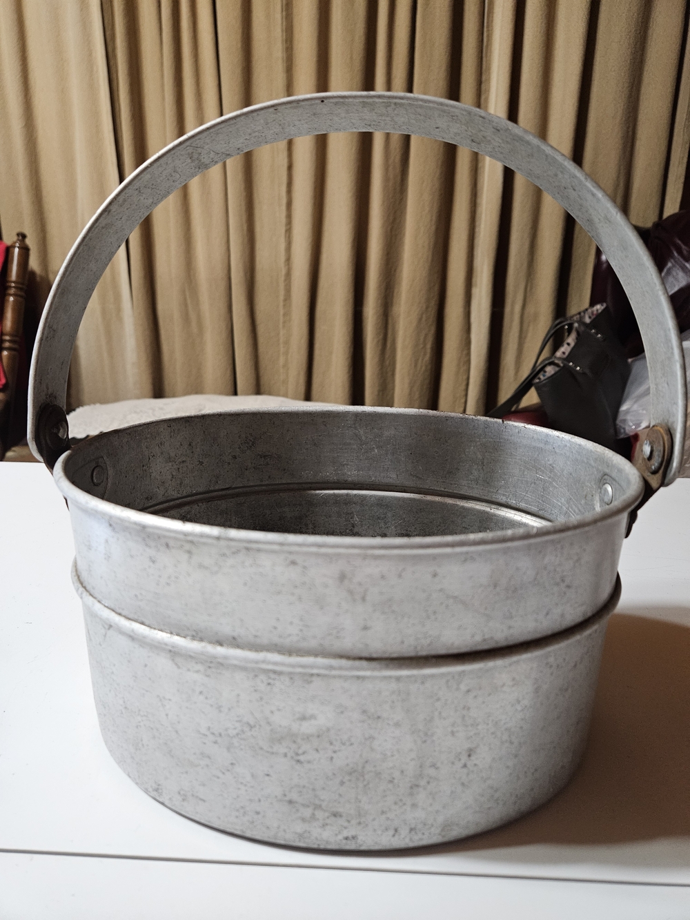 Vintage Aluminum Lunch Bucket Used By Railroad Or Coalminers
